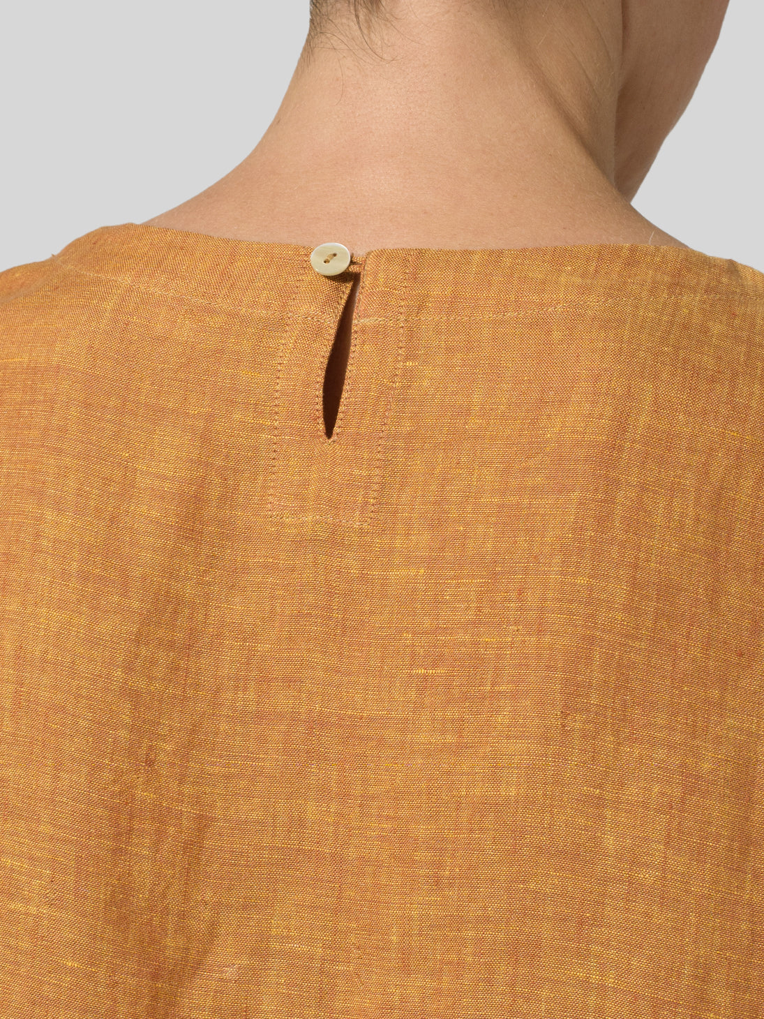 Womens Fashion orange Cotton Linen Asymmetric Long Shirt