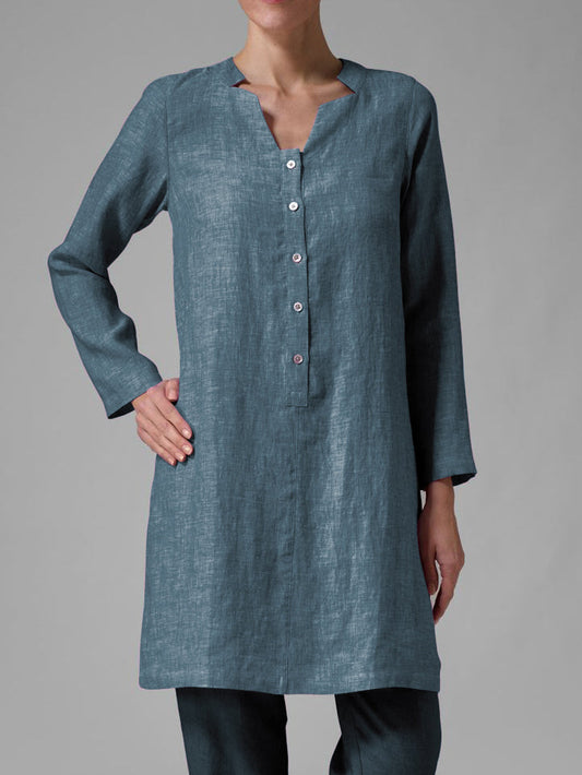 Cotton And Linen Pull-On Long Top