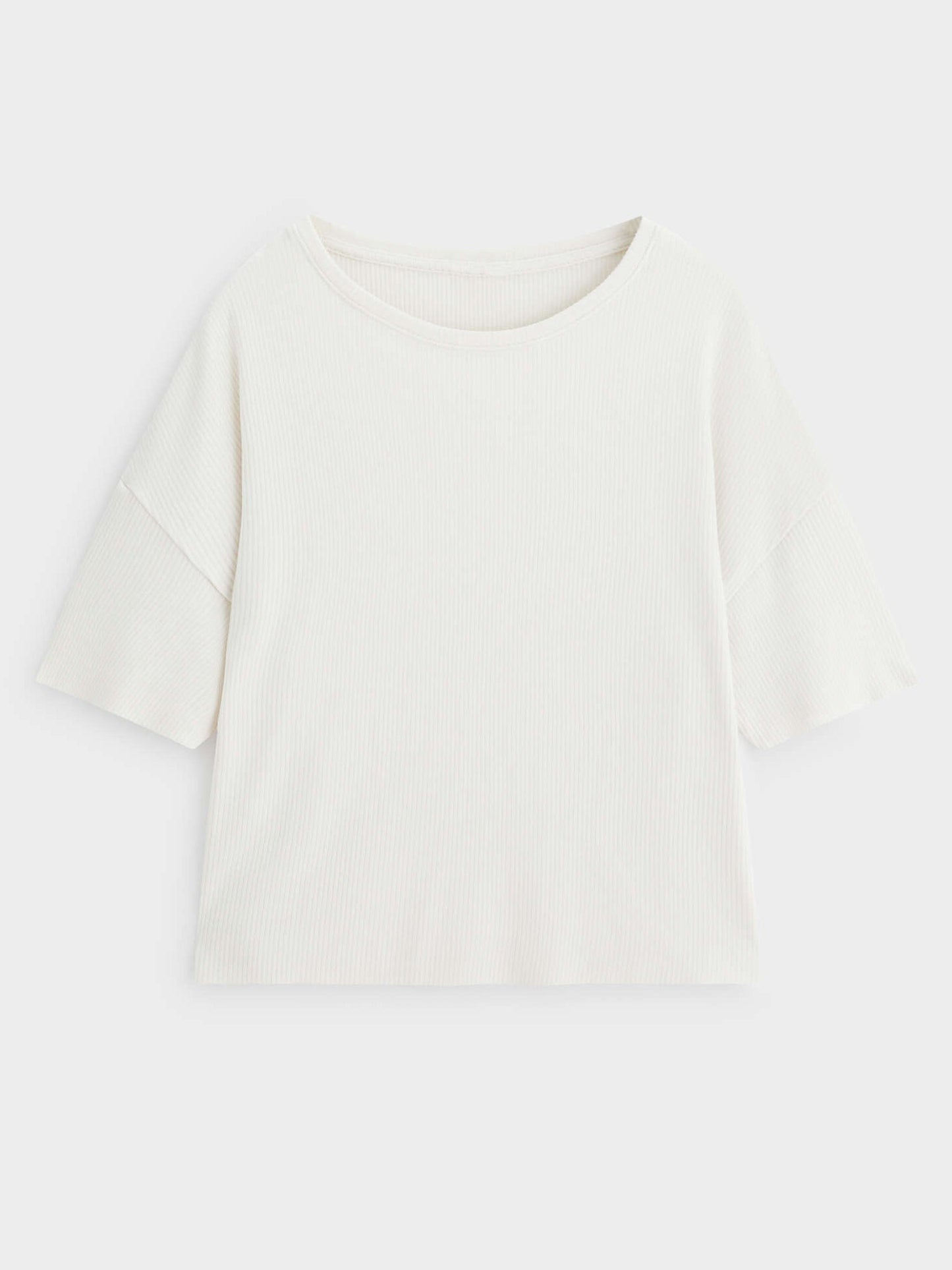 Natural Short Sleeve Knit T-Shirt