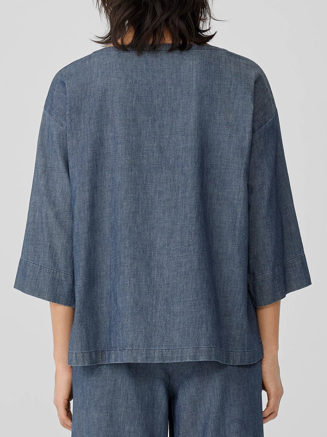 Cotton And Linen Twill Bateau Neck Top