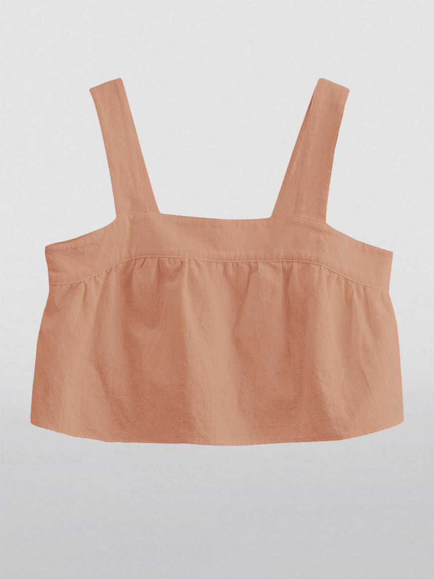 Square Neck Strap Open Back Cropped Camisole Top