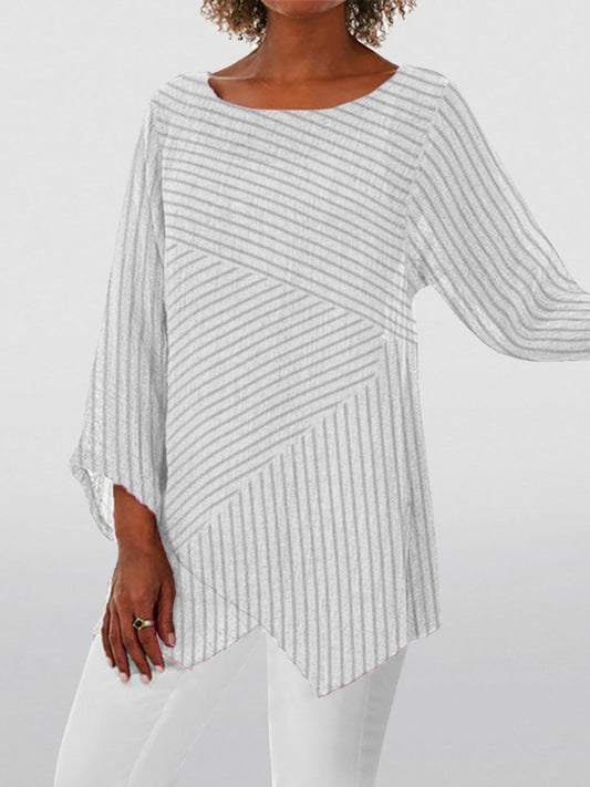 Stripe Cotton And Linen Womens Summer Shirt