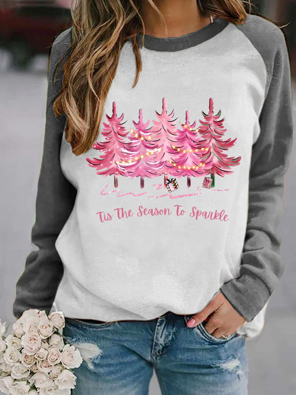 Women's Christmas Tree Tis The Season to Sparkle Print Sweatshirt
