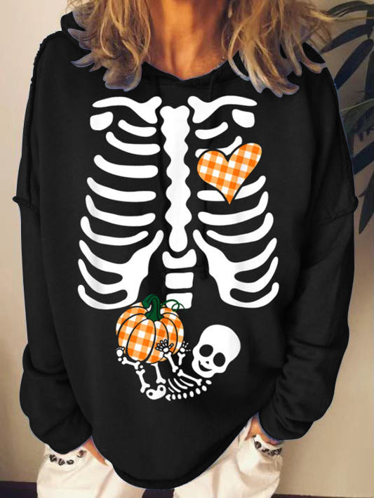 Halloween Skull Pumpkin Print Sweatshirts