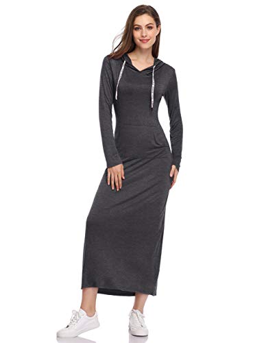 Women Long Sleeve Pullover Pocket Slim Sweatshirt Casual Hoodie Dress Hooded Sweater Dresses