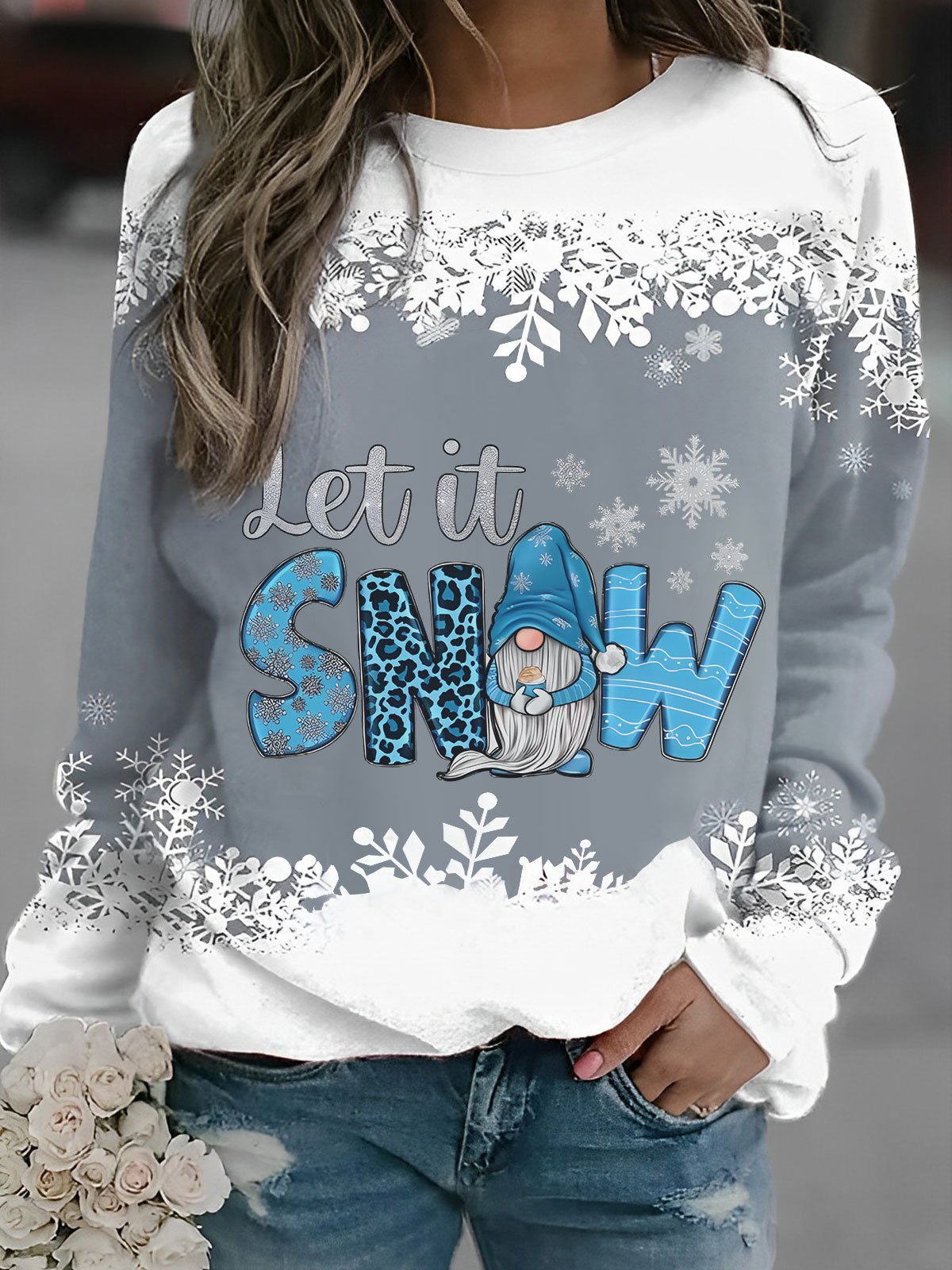 Let It Snow Snowflake Long Sleeve Shirt