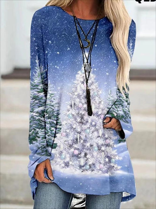 Womens Casual Christmas Tree Dresses