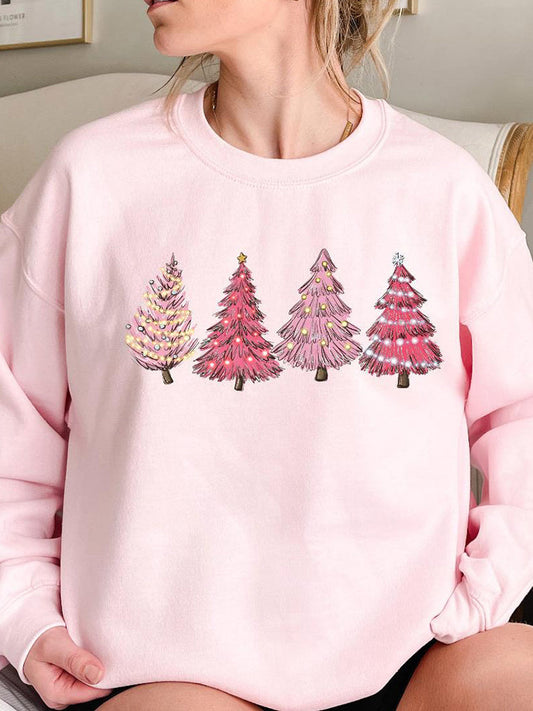 Retro Pink Christmas Tree Sweatshirt,