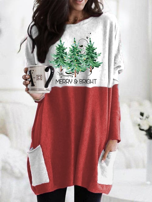 Women's Merry Christmas Print Casual Long Sleeve T-Shirt