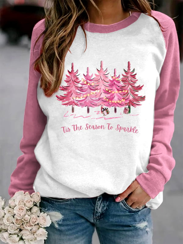 Women's Christmas Tree Tis The Season to Sparkle Print Sweatshirt